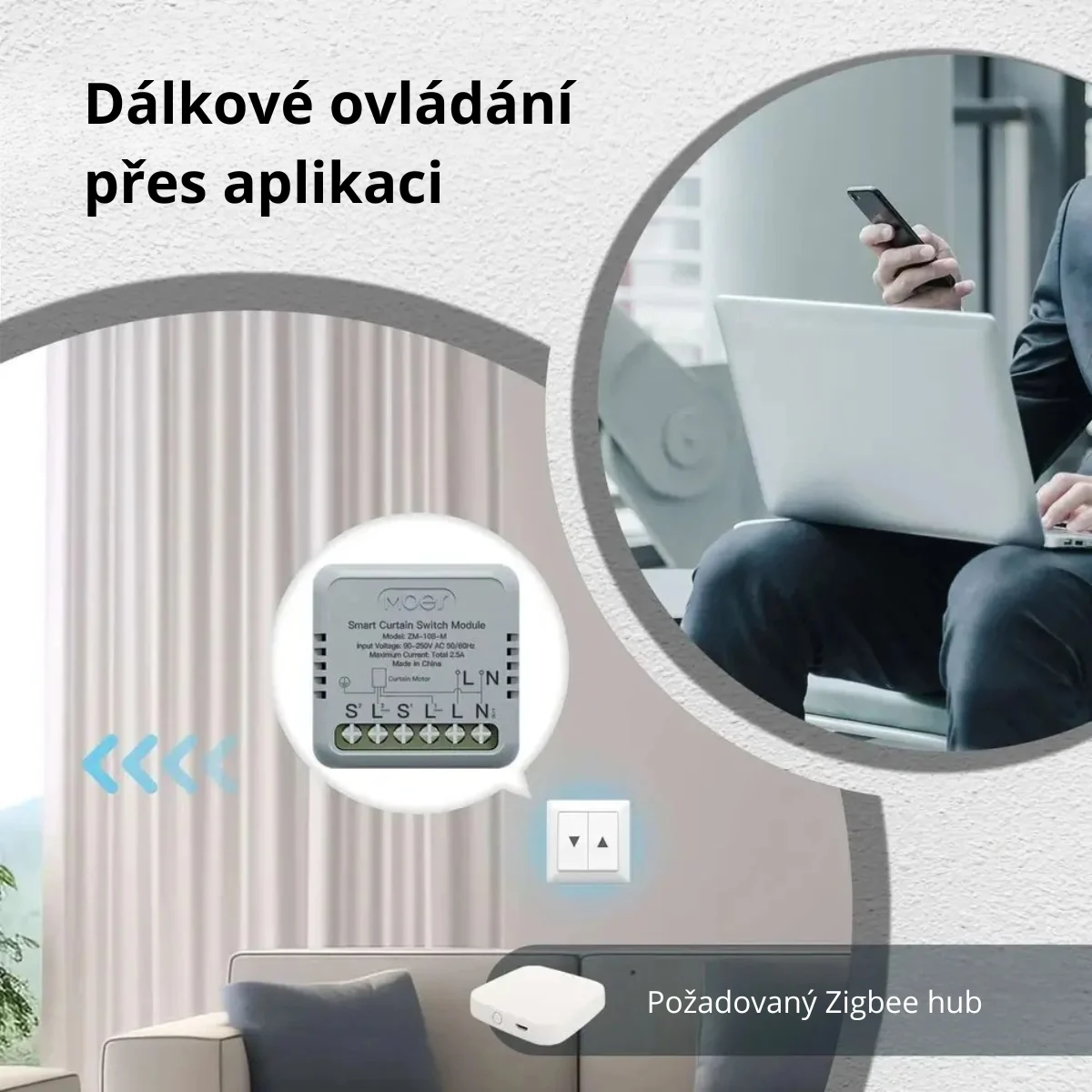 Dálkové ovládání - MOES ZigBee smart modul pro ovládání závěsů